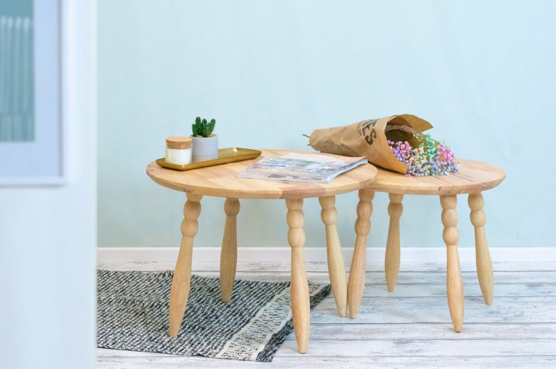 furniteam Solid Wood Coffee Tables 2 pieces Set Large/Small