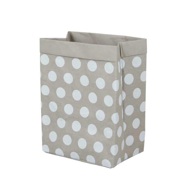 furniteam Washable paper box in grey color with white dots