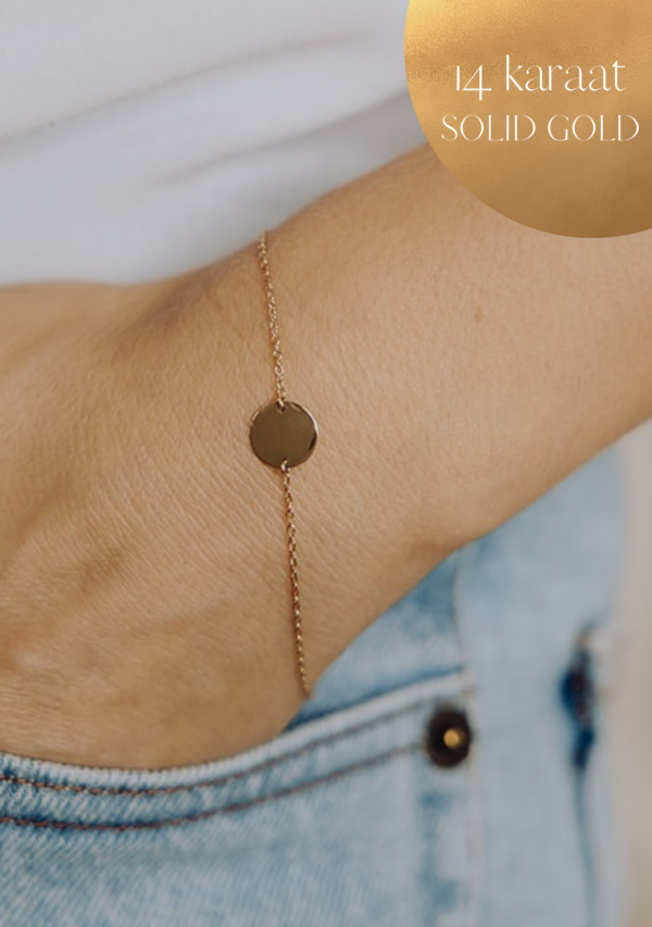 gftd 14 karaat Armband met ronde bedel voor gravure