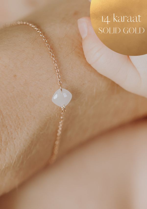 gftd 14 karaat Moedermelk – Cushion edelsteen armband – Moedermelkjuweel
