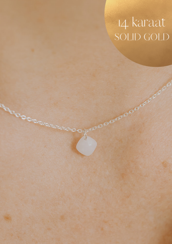 gftd 14 karaat Moedermelk – Cushion edelsteen ketting – Moedermelkjuweel