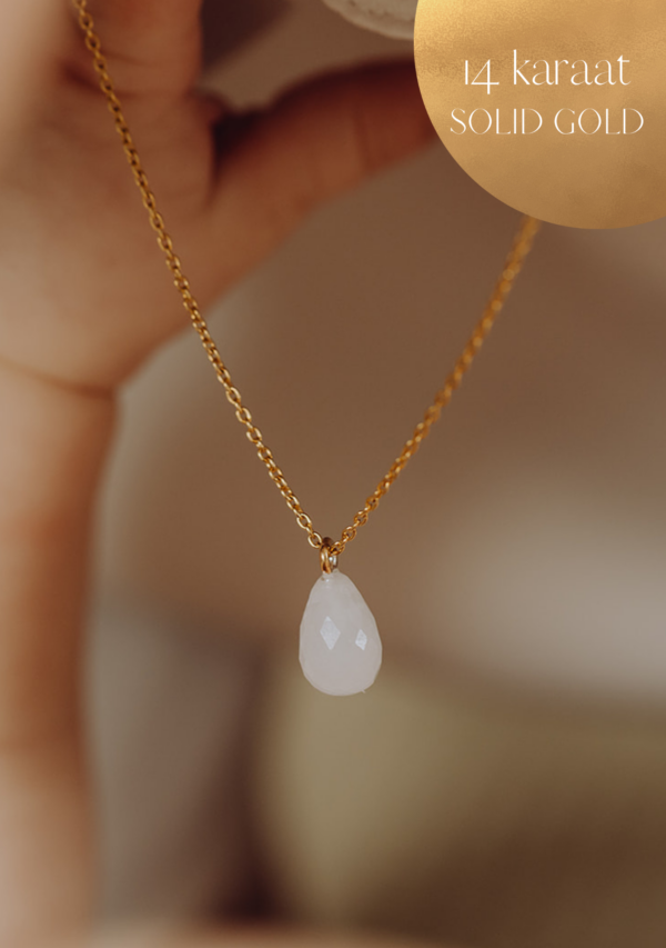 gftd 14 karaat Moedermelk – Druppel edelsteen ketting – Moedermelkjuweel