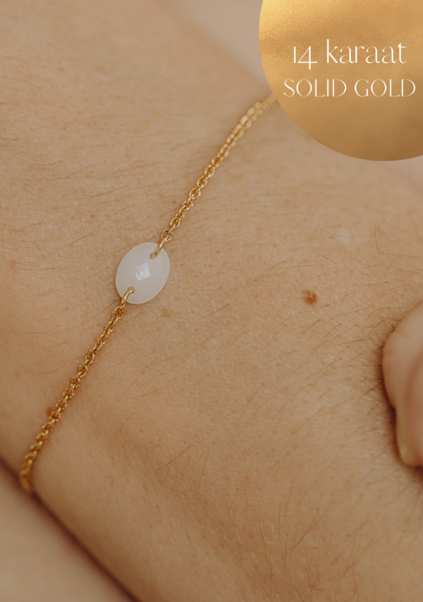 gftd 14 karaat Moedermelk – Ovaal edelsteen armband – Moedermelkjuweel