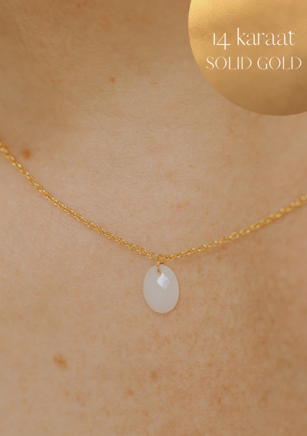 gftd 14 karaat Moedermelk – Ovaal edelsteen ketting – Moedermelkjuweel
