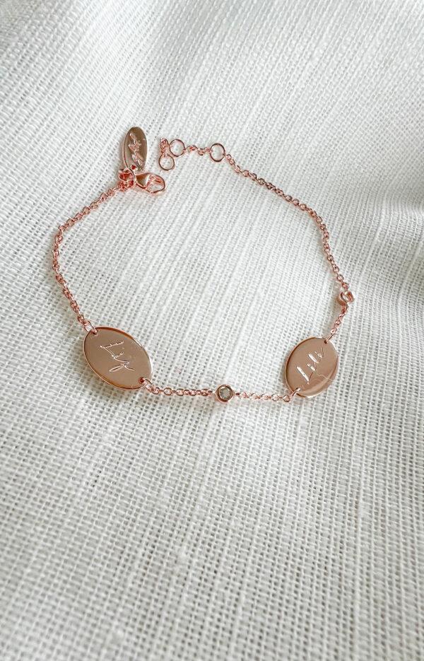 gftd Armband met 2 bedels voor gravure (rond/ovaal)