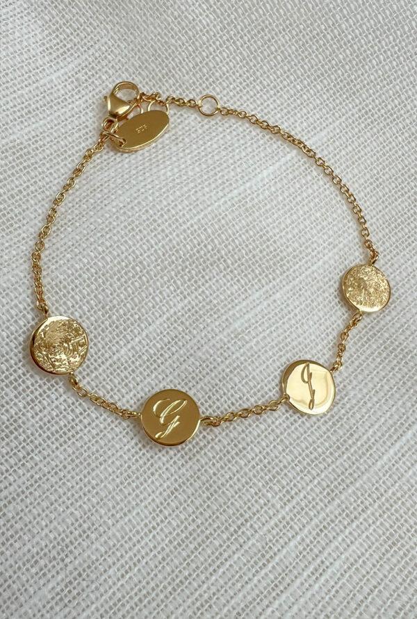 gftd Armband met 4 bedels voor gravure (rond/ovaal)