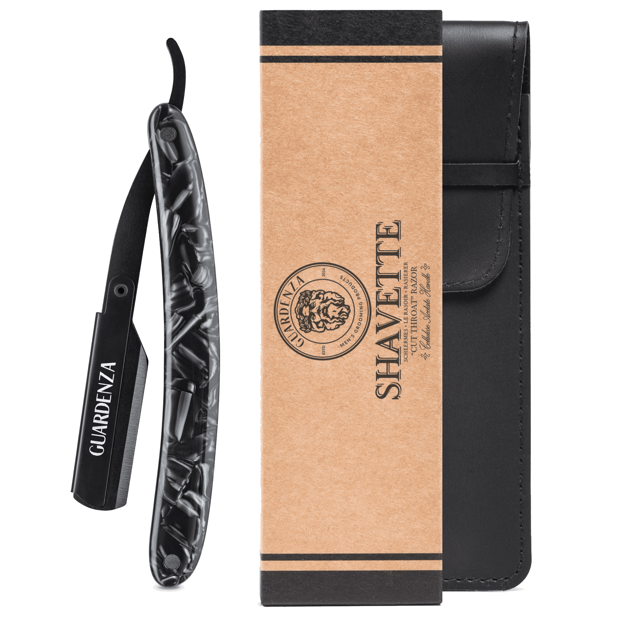 guardenza Shavette “Cut Throat” scheermes – Zwart acetaat