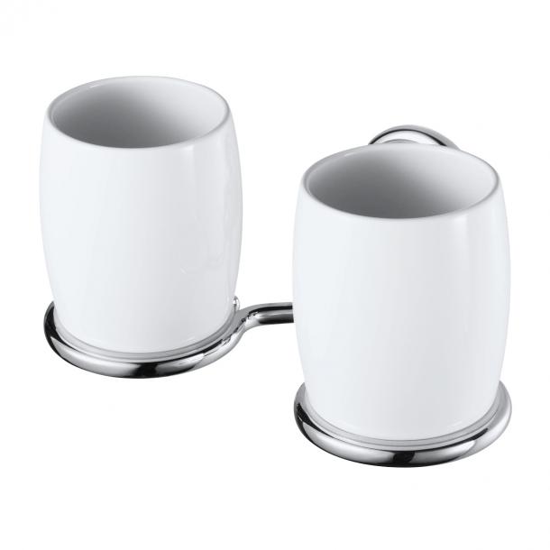 haceka Haceka Allure dubbele bekerhouder chroom keramiek
