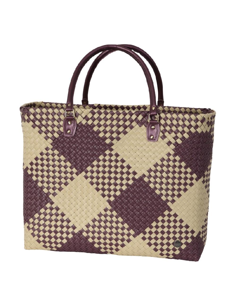 handed by Avenue - Shopper size XL dark ecru with pattern PU handles