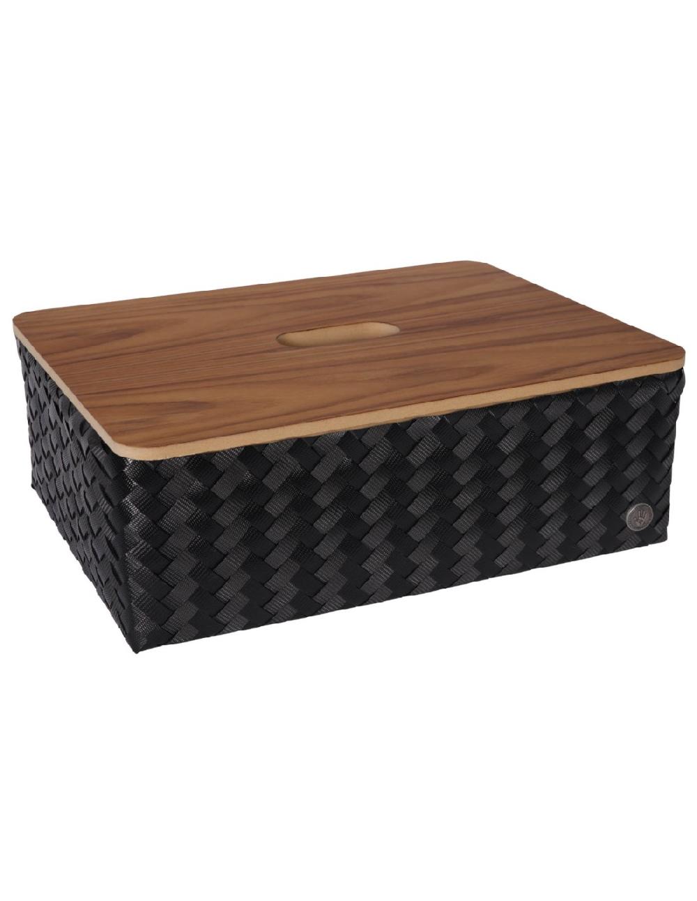 handed by Grand Optimum - Basket rectangular with wooden lid handed by Grand Optimum - Basket rectangular with wooden lid