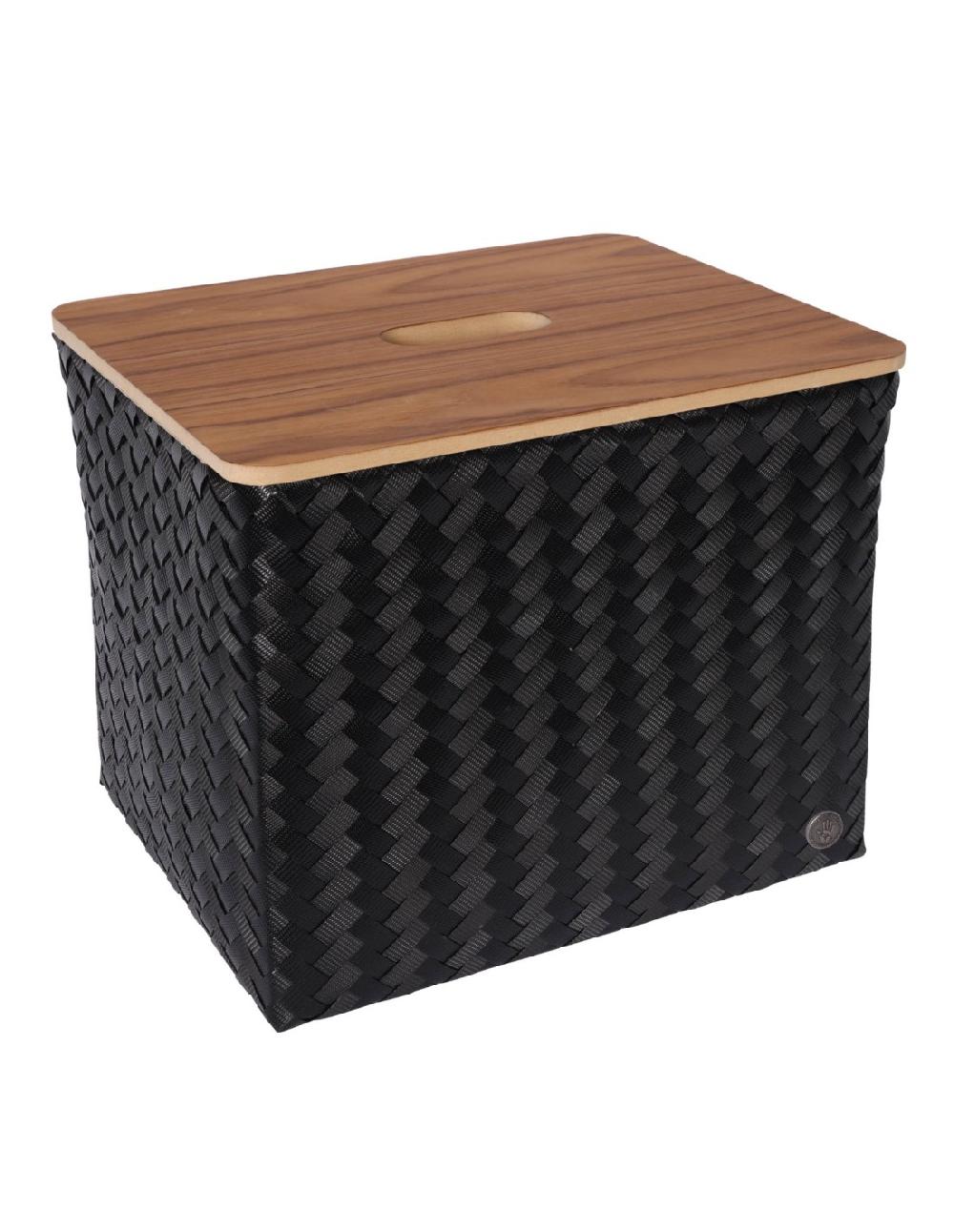 handed by Grand Popular - Basket rectangular with wooden lid handed by Grand Popular - Basket rectangular with wooden lid