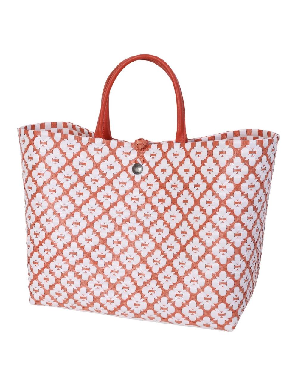 handed by Motif Bag - Shopper with white pattern size L with short PU Handles