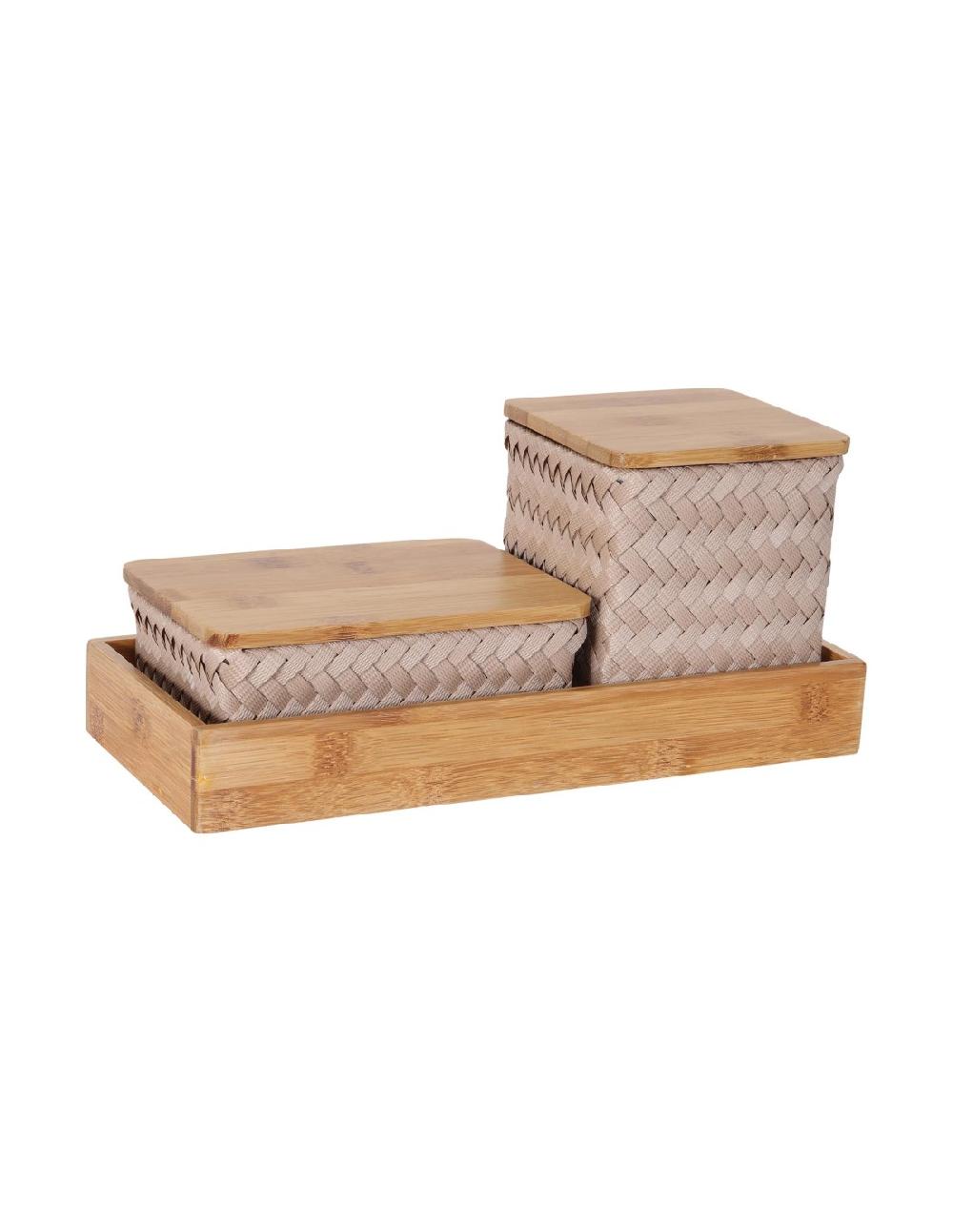 handed by Organize (F)it rectangular - Bamboo tray rectangular with two baskets