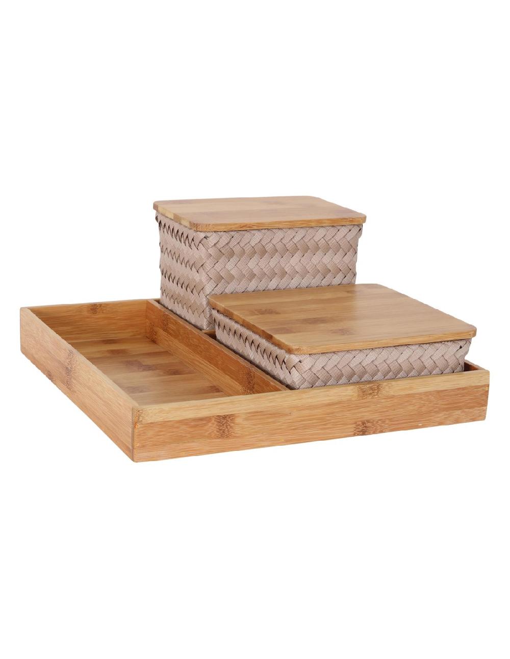 handed by Organize (F)it square - Bamboo tray square with two baskets handed by Organize (F)it square - Bamboo tray square with two baskets