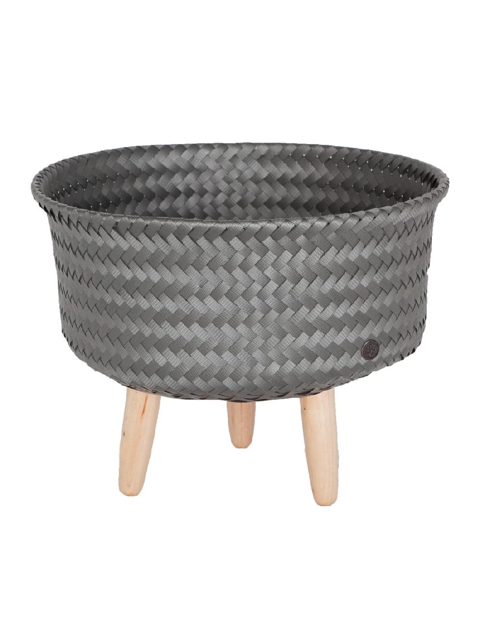 handed by Up Low - Round basket with wooden feet size low