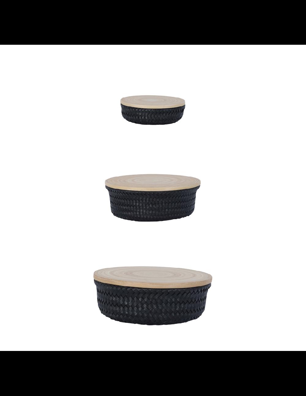 handed by Wonder - Round basket set 3 with bamboo cover size XS S M