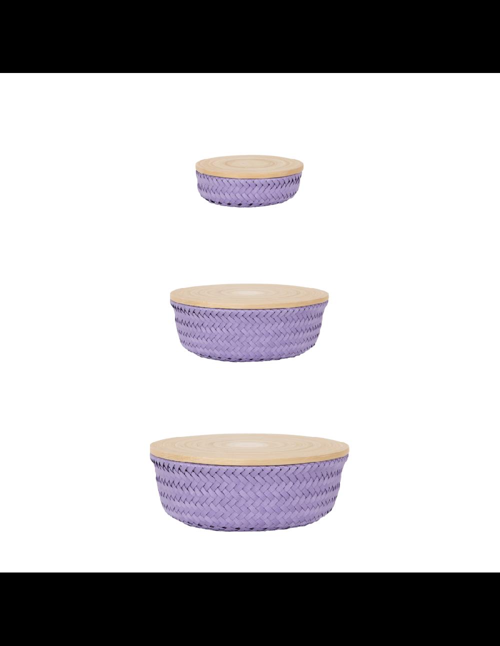 handed by Wonder - Round basket set with bamboo cover size XS S M