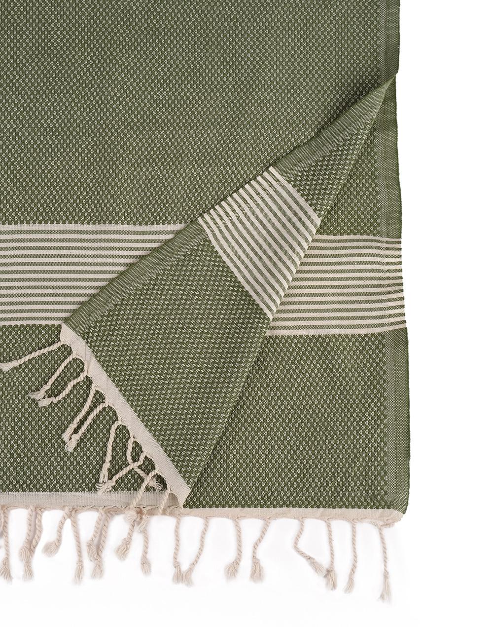 happy towels Hamamdoek van milieuzacht garen Olijfgroen