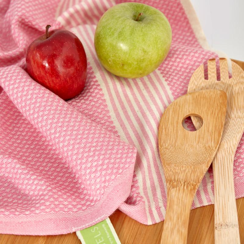 happy towels Keukendoeken (twee) Roze