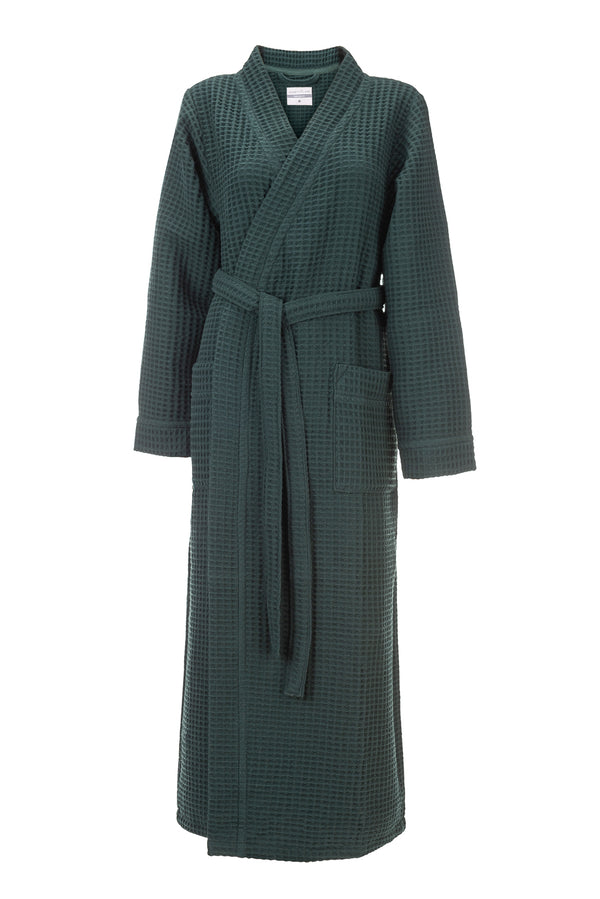 heckett & lane Badjas Wafel Army Green 65% Gerecycled Katoen 35% Andere Vezels