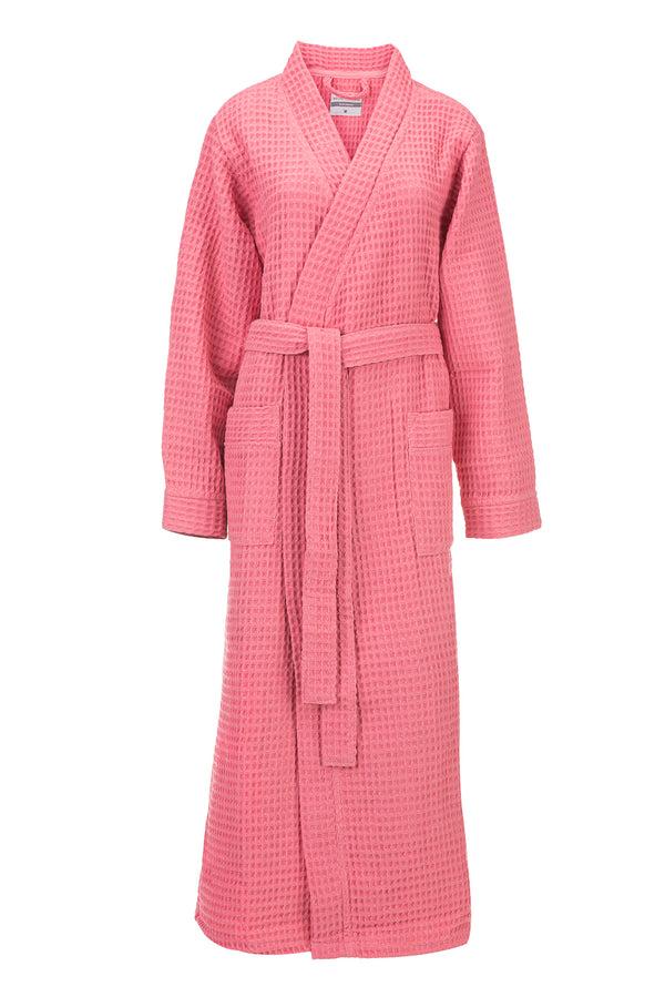 heckett & lane Badjas Wafel Baby Pink 65% Gerecycled Katoen 35% Andere Vezels