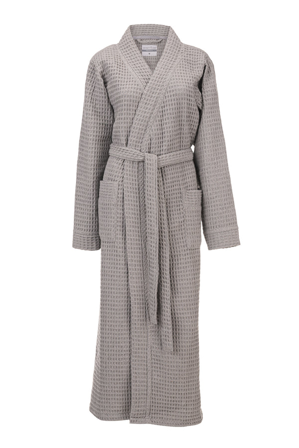 heckett & lane Badjas Wafel Melange Grey 65% Gerecycled Katoen 35% Andere Vezels