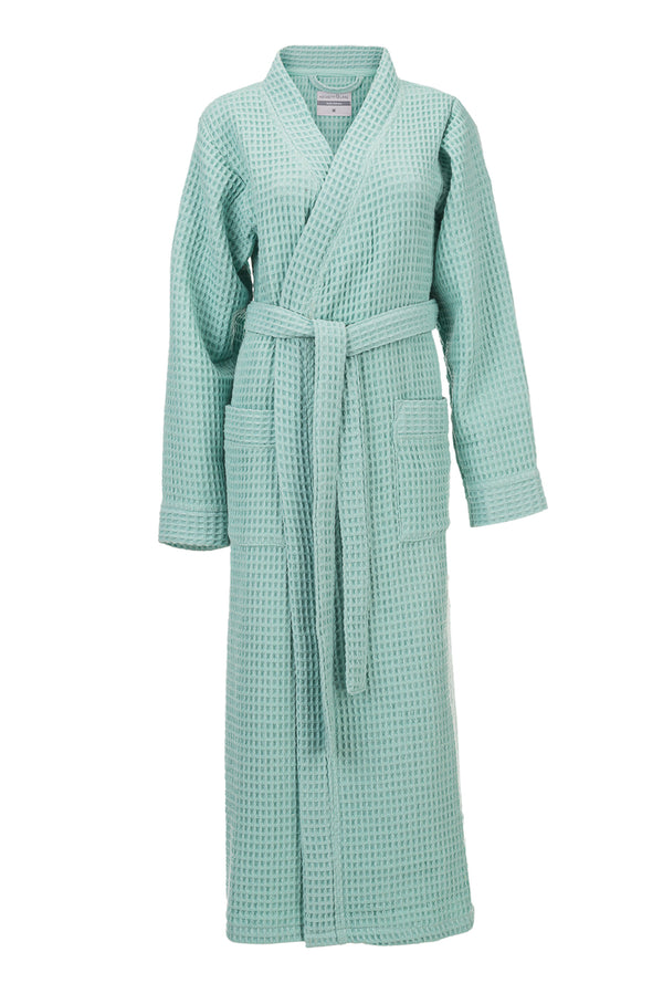 heckett & lane Badjas Wafel Sea Green 65% Gerecycled Katoen 35% Andere Vezels