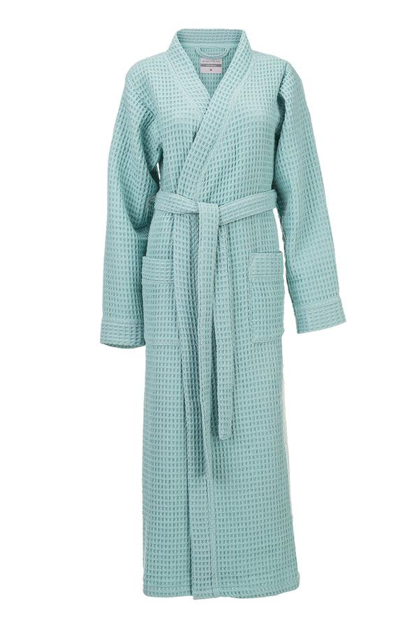 heckett & lane Badjas Wafel Sky Blue - 65% gerecycled katoen 35% andere vezels