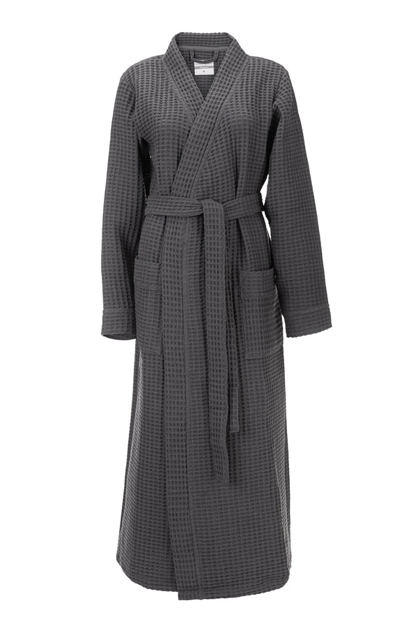 heckett & lane Badjas Wafel Steel Grey 65% Gerecycled Katoen 35% Andere Vezels