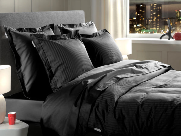 Heckett & Lane Dekbedovertrek Banda Moonless Black - 100% Katoen-Satijn