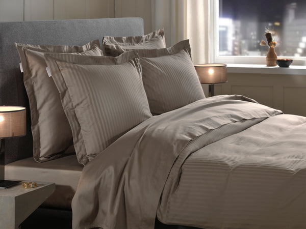 Heckett & Lane Dekbedovertrek Banda Taupe Grey - 100% Katoen-Satijn