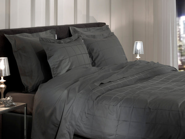 Heckett & Lane Dekbedovertrek Diamante Classic Anthracite - 100% Katoen-Satijn