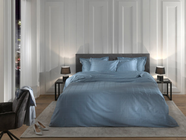 Heckett & Lane Dekbedovertrek Diamante Colonial Blue - 100% Katoen-Satijn