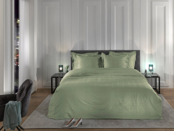 Heckett & Lane Dekbedovertrek Diamante Laurel Green - 100% Katoen-Satijn