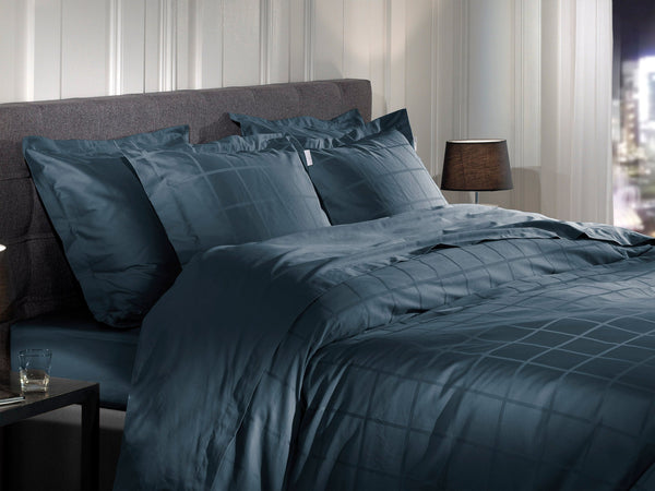 Heckett & Lane Dekbedovertrek Diamante Maritime Blue - 100% Katoen-Satijn