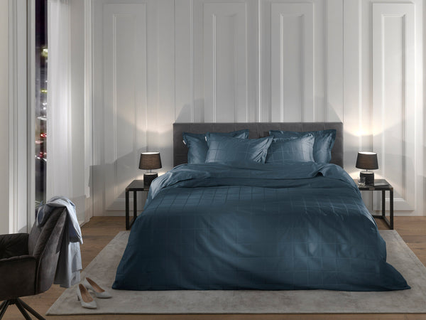 Heckett & Lane Dekbedovertrek Diamante Maritime Blue - 100% Katoen-Satijn