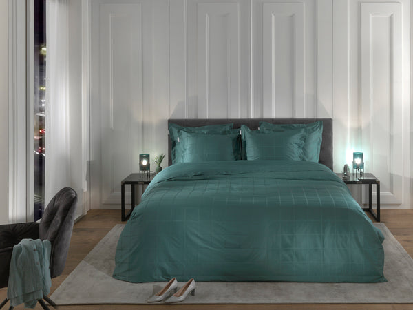 Heckett & Lane Dekbedovertrek Diamante Mineral Green - 100% Katoen-Satijn