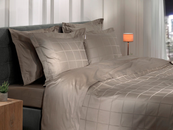 Heckett & Lane Dekbedovertrek Diamante Taupe Grey - 100% Katoen-Satijn