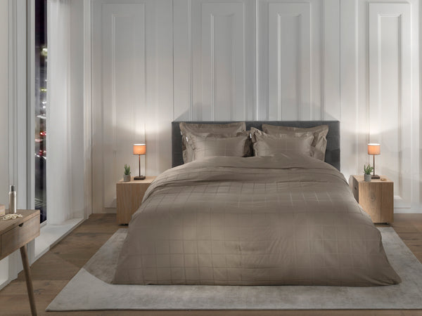 Heckett & Lane Dekbedovertrek Diamante Taupe Grey - 100% Katoen-Satijn