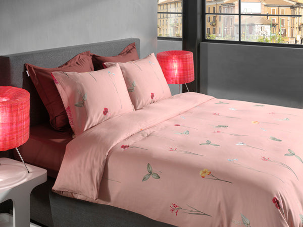 Heckett & Lane Dekbedovertrek Flores Pink - 100% Katoen-Satijn