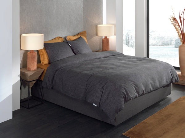 Heckett & Lane Dekbedovertrek Franela Anthracite - 100% Brushed-Cotton