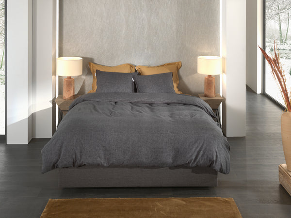 Heckett & Lane Dekbedovertrek Franela Anthracite - 100% Brushed-Cotton