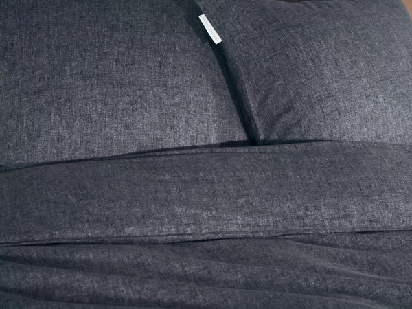 Heckett & Lane Dekbedovertrek Franela Anthracite - 100% Brushed-Cotton