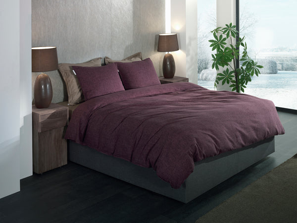 Heckett & Lane Dekbedovertrek Franela Blackberry Wine - 100% Brushed-Cotton