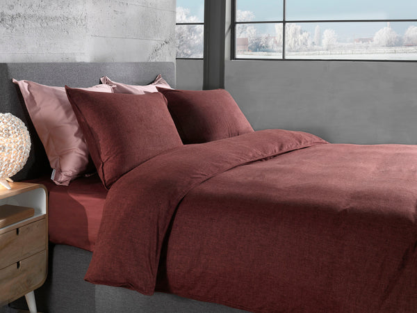 Heckett & Lane Dekbedovertrek Franela Brandy Brown - 100% Brushed-Cotton