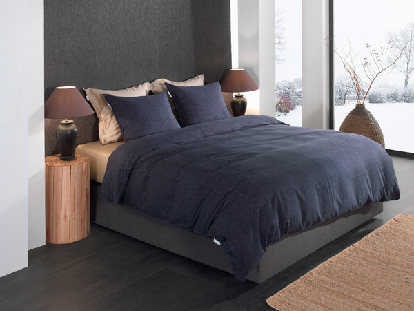Heckett & Lane Dekbedovertrek Franela Dark Blue - 100% Brushed-Cotton