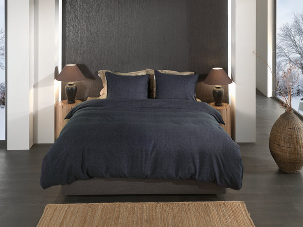Heckett & Lane Dekbedovertrek Franela Dark Blue - 100% Brushed-Cotton