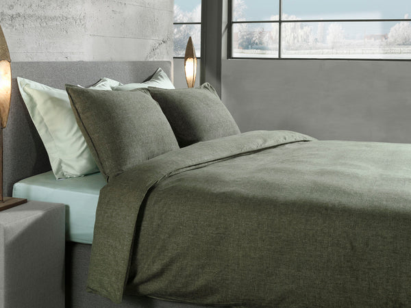 Heckett & Lane Dekbedovertrek Franela Hunter Green - 100% Brushed-Cotton