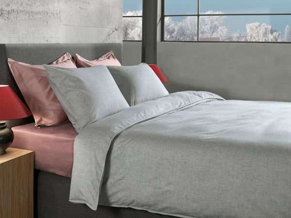 Heckett & Lane Dekbedovertrek Franela Mist Grey - 100% Brushed-Cotton
