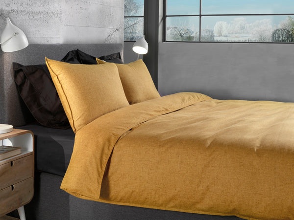 Heckett & Lane Dekbedovertrek Franela Sunset Gold - 100% Brushed-Cotton